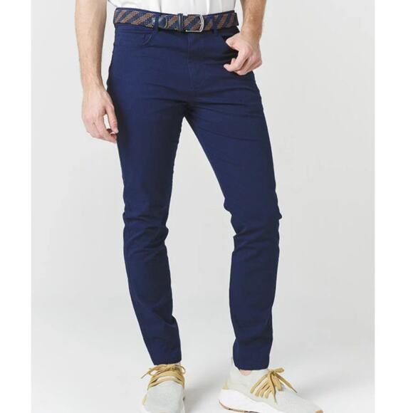 Grayson & Dun Golf Pants Mens 38x30 Navy Stretchy Straight Elastic Waist Chino - Picture 1 of 12